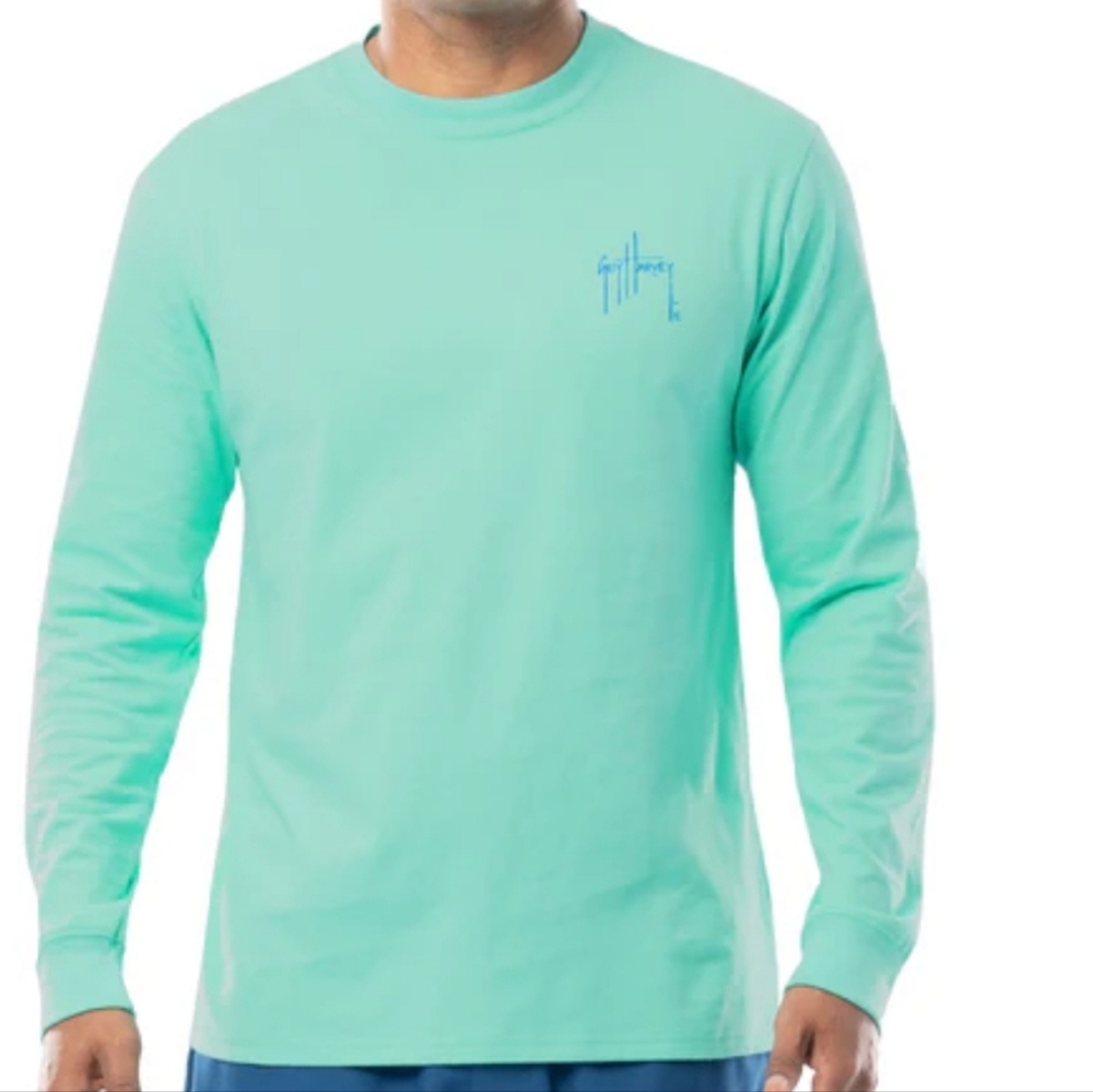 Guy Harvey NWT Men's Aqua Beach Glass Dorado Long Sleeve Shirt Size 2X